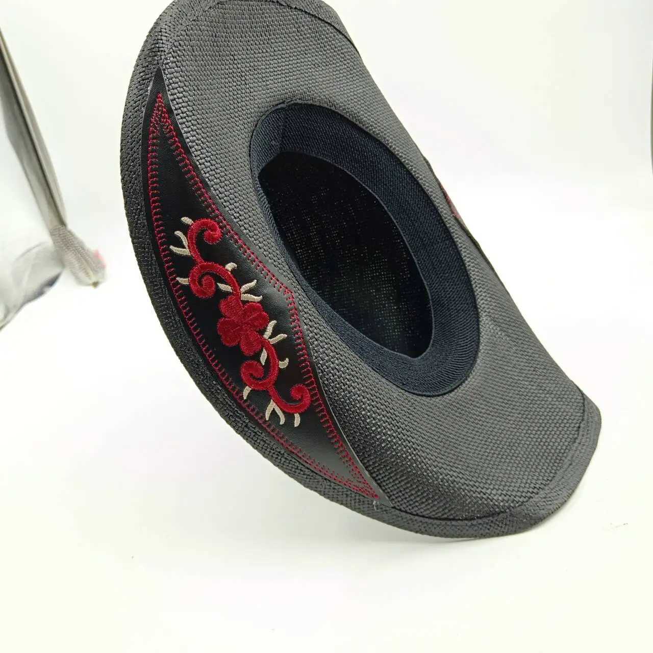 Black Thick Western Cowboy Hat Embroidered Decal 2024 Cowboy Hat Sun Hat Spring/Summer Straw Hat W241225