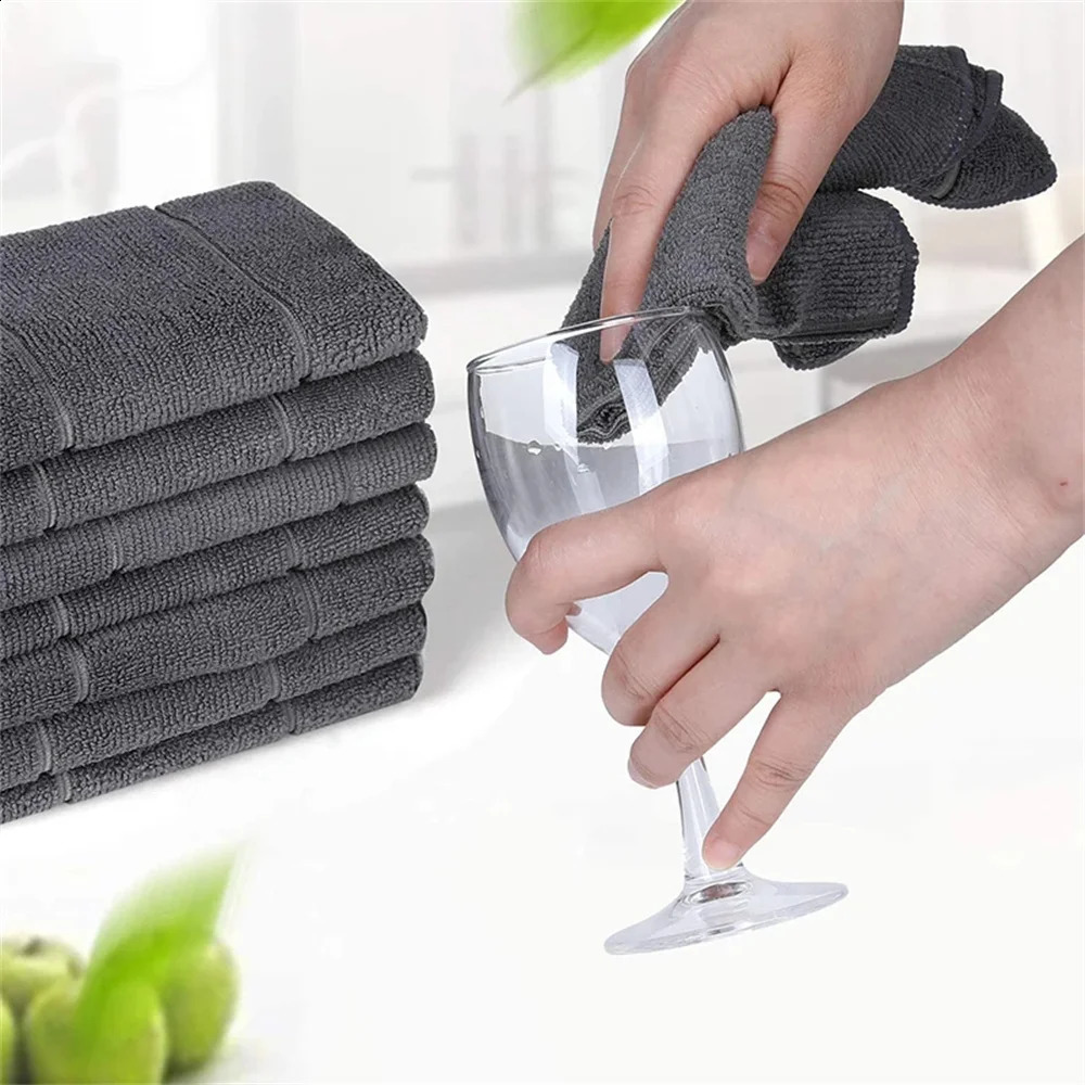 Homaxy 6pcs Microfiber Kitchen Towels Thickened Magic Dishcloth Home Cleaning Towel Soft Washcloth Polish Absorbent Clean Cloth 241226