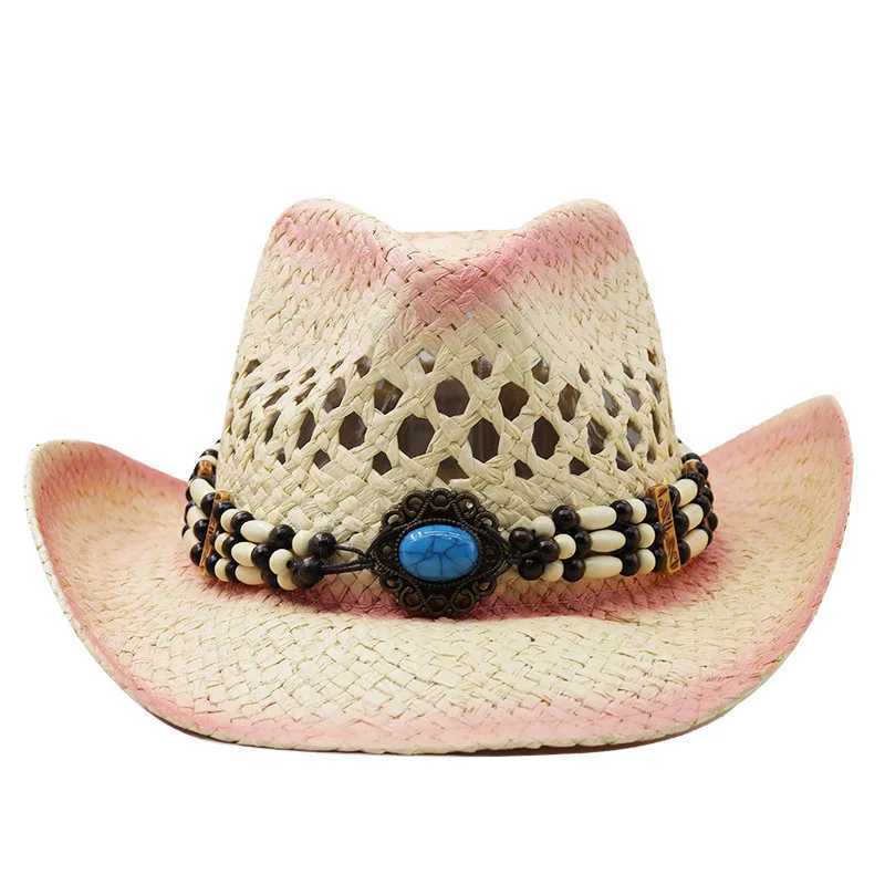 Western cowboy riding Str hat spray painted womens jazz top hat outdoor wide Brim travel performance Sunshade sun hat W241225