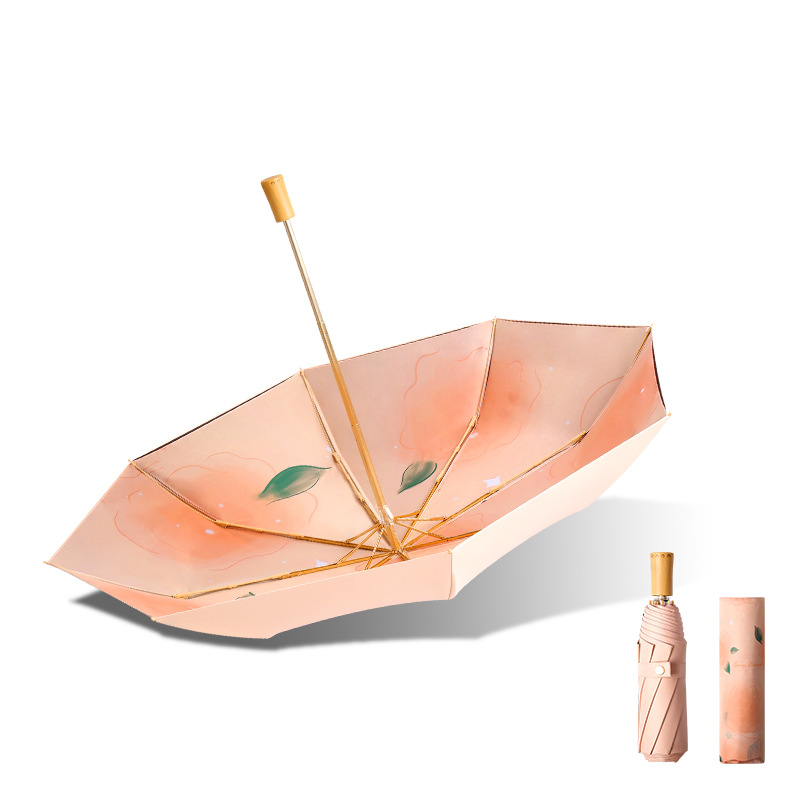 Compact UV-Protection Threefold Umbrella with Double Layers for Sun & Rain Use