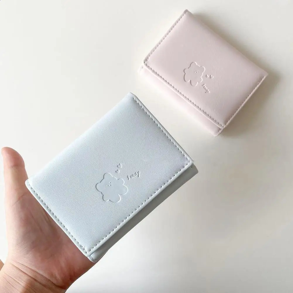 Women Short Bear Small Wallets Student Triple Fold Card Holder ID Bag Card Holder Coin Purse Ladies Wallets Cartoon Bag 241224