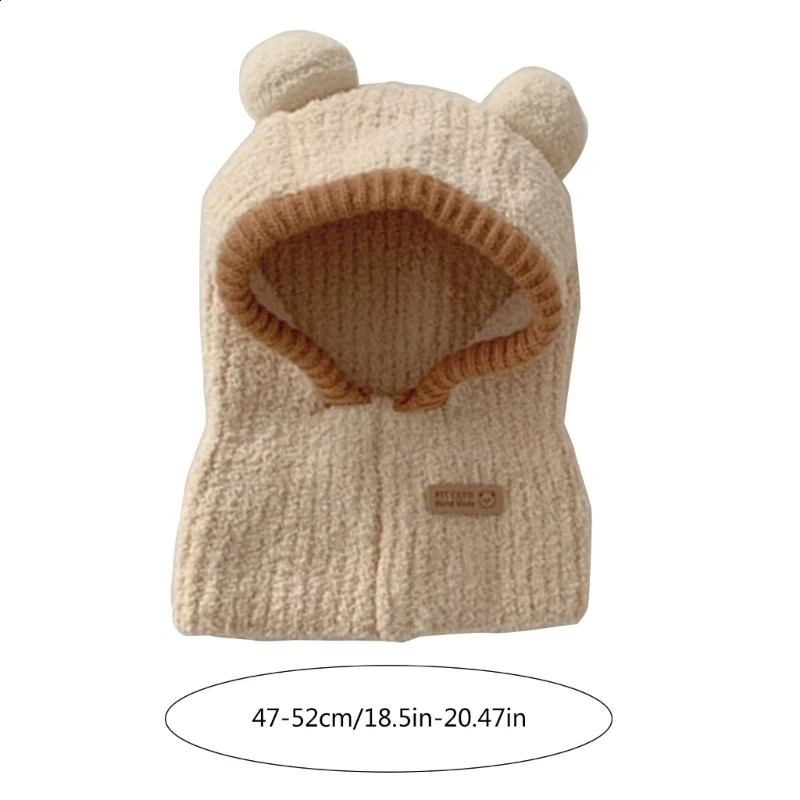 2 In 1 Baby Hat Scarf Integrated Warm Winter Earflap Beanie Neck Warmer with Pom Outdoor Essential for Boys Girls 241225