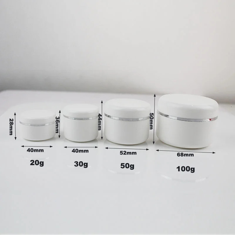 30Pcs/Pack 20g 30g 50g Cream Jar White Plastic Makeup Container Sample Cosmetics Box Empty Makeup Jar Pot Refillable Bottles 241225