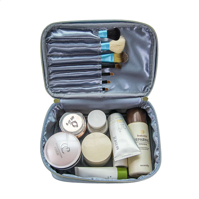 Velvet Cosmetics Bag Top Handle Travel Large Capacity Brushes Suede Makeup Vanity Case 241226