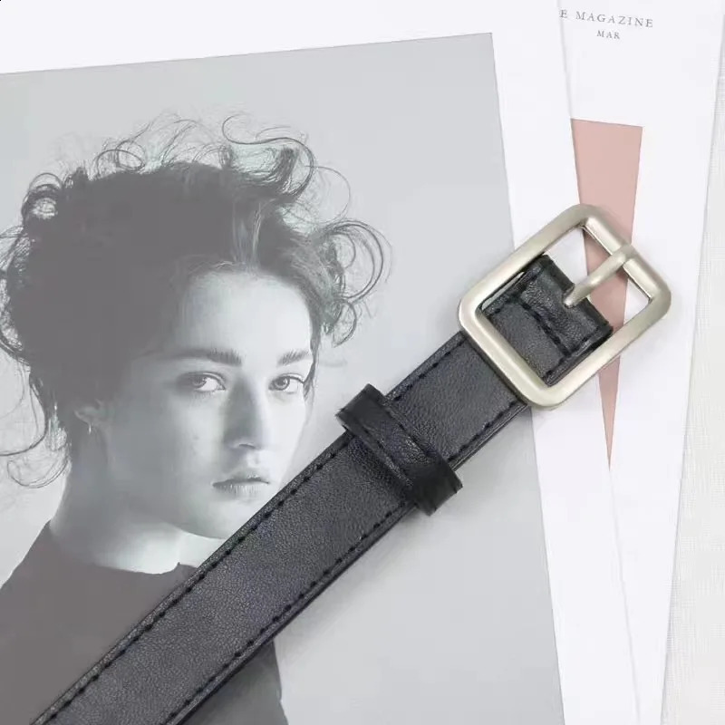 Vintage Pinless Buckle Belts for Men Women Casual Clothing Accessories Fashion Adult Black PU Leather Female Y2k Belt for Jeans 241226