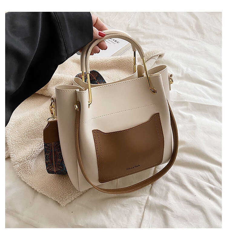 Summer Color Blocked Crossbody Women's New Trendy And Fashionable Large Capacity Shoulder Bag, Popular Bucket Bag