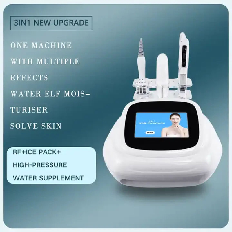 Multifunction 3 In 1 RF Cold Hammer Pore Shrinking Facial Firming Anti Wrinkles No Needle Portable Mesotherapy Jet Peel Injector Skin Moisturizer Mach