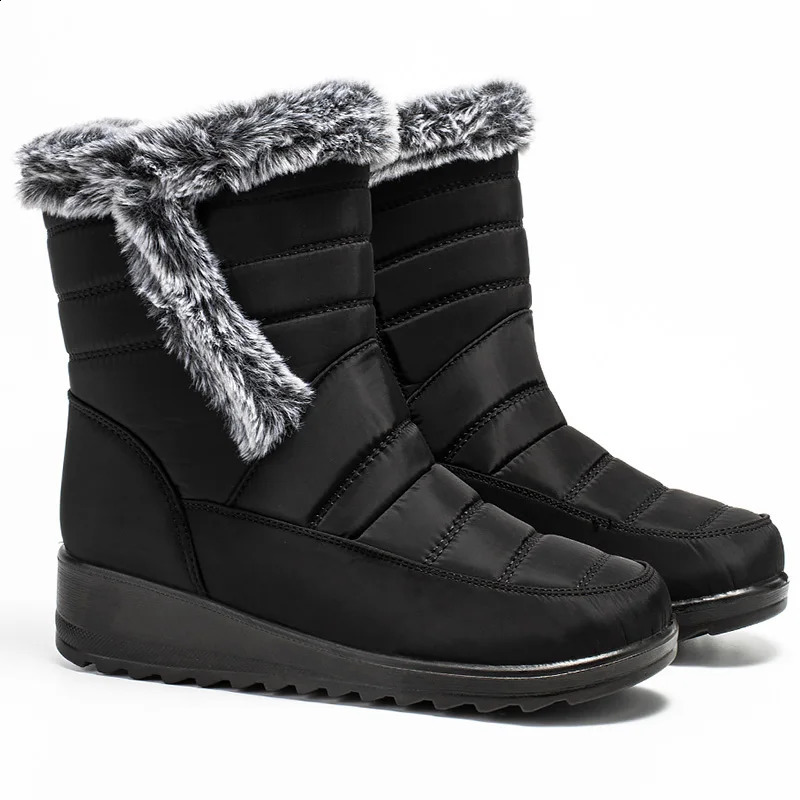 Womens Winter Boots Fur Winter Shoes For Women 2024 Snow Boots Wedge Heels Ankle Botas Mujer Waterproof Winter Footwear241226