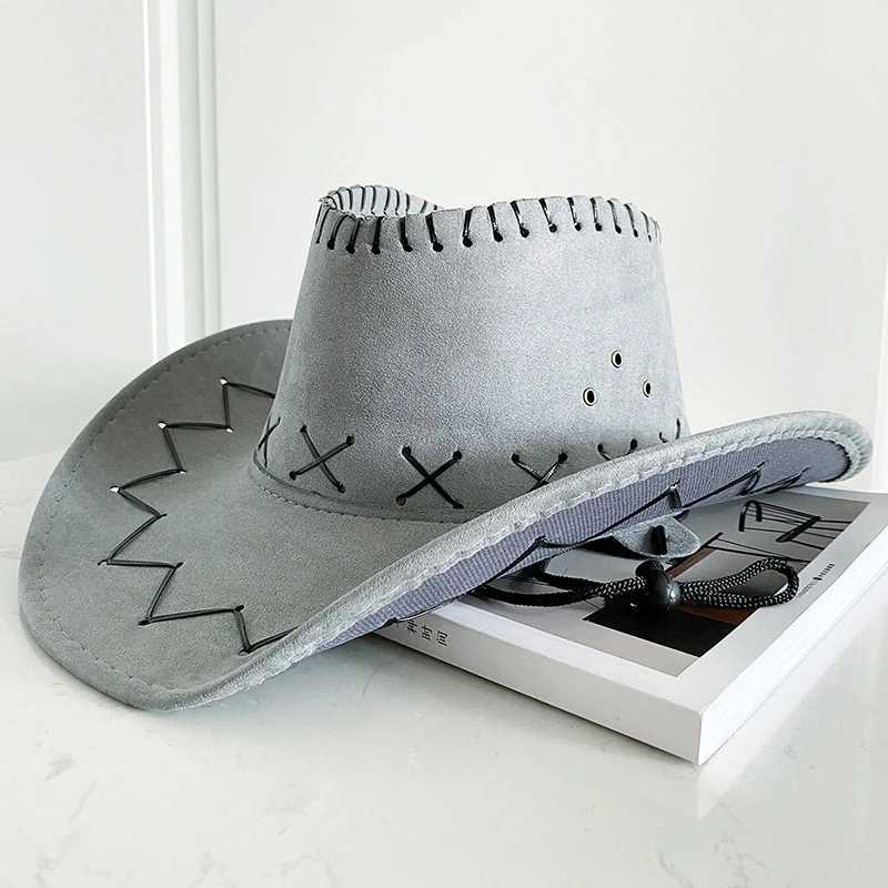 Womens Mens Cowboy Hat Western Suede Cowboy Hat Fashion Western Fancy Dr Party Heear Unisex W241225