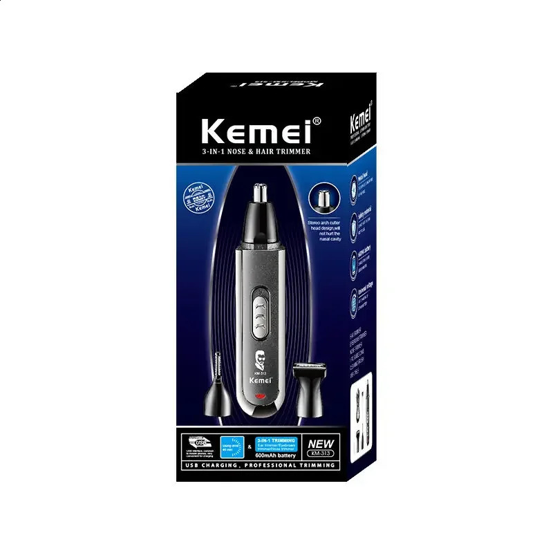 Kemei 3 IN 1 Eyebrows Trimmer Nose Trimmer Electric Replaceable Hair Remover Professional Ear Trimer Hair Shaver KM-313 241226