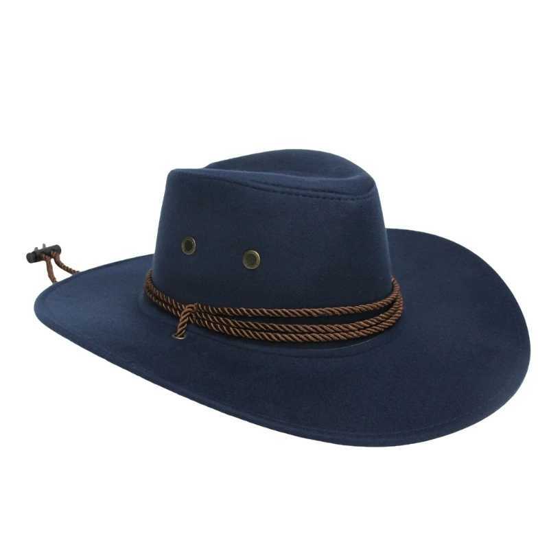 652F solid color western cowboy hat retro wide Brim jazz hat for sun protection Christmas gift New Year Thanksgiving Valentine W241225