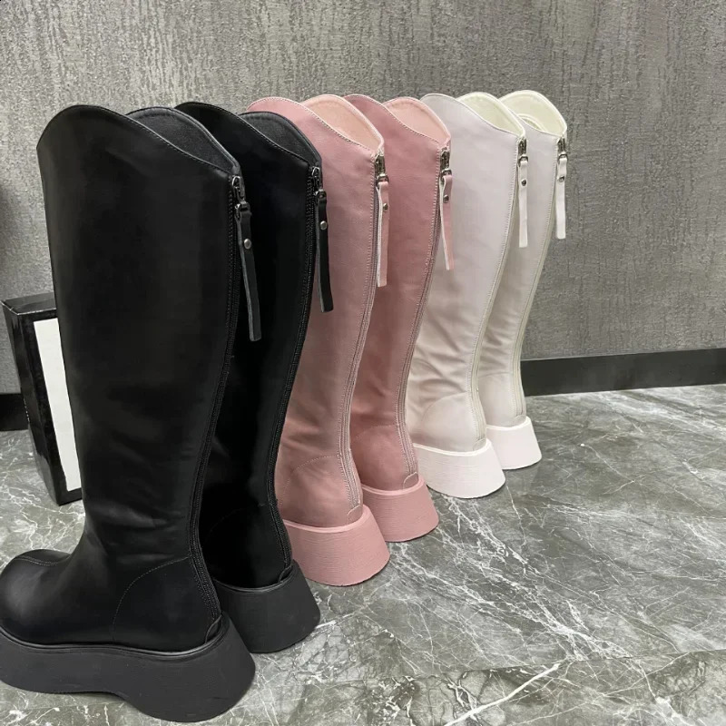 Women Platform Knee-high Boots Winter Gladiator Fashion High Motocycle Boots Female High Heels Trend Chelsea Boots 241226