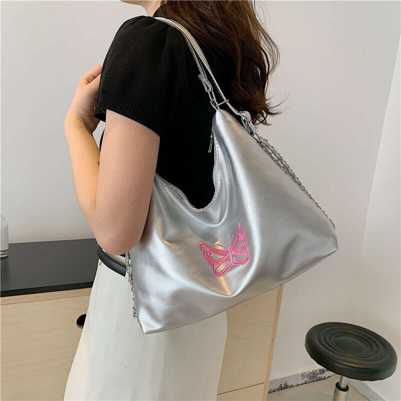 New Fashionable Embroidered Butterfly Multi Purpose Shoulder Bucket Bag, Casual Soft Surface Large Capacity Women's Backpack