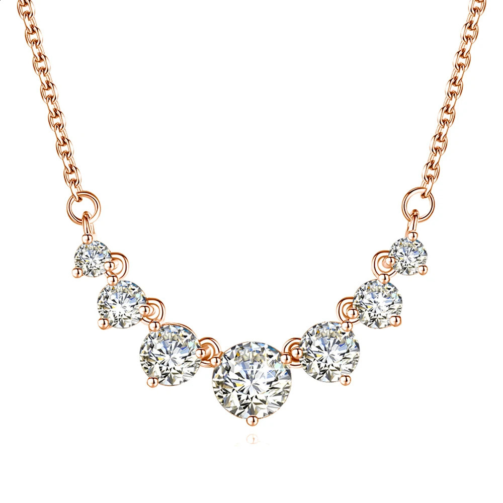 Smiles 7 Stones 28ct Mosanites Diamond Womens 925 Sterling Silver Necklaces y Sparkling Fine Jewelry GRA Certificate 241226