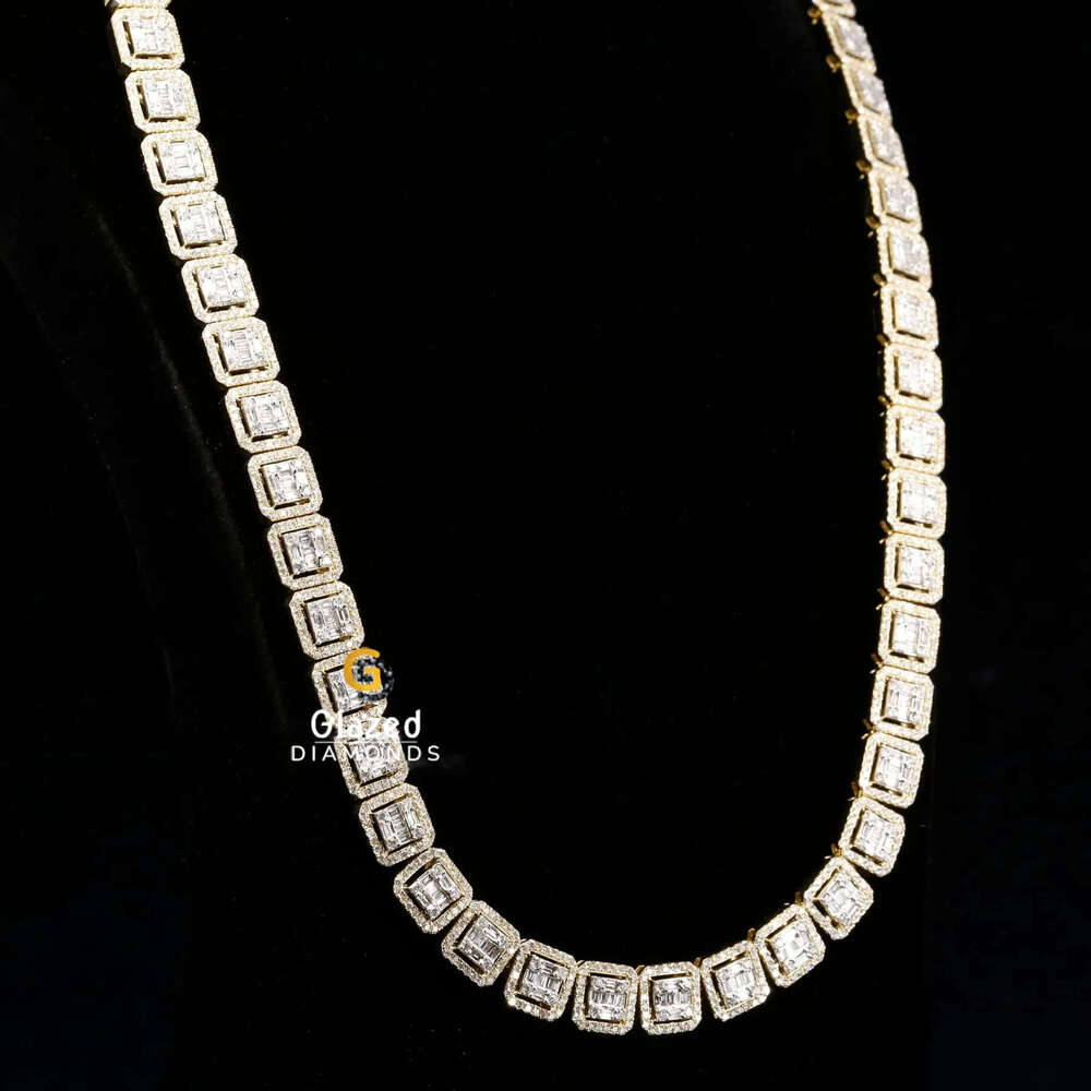 Unique Designer 10Kt Gold Hip Hop K Chain Adorn With Round And Baguette Cut Vvs Clarity Lab Grown Dias For Men