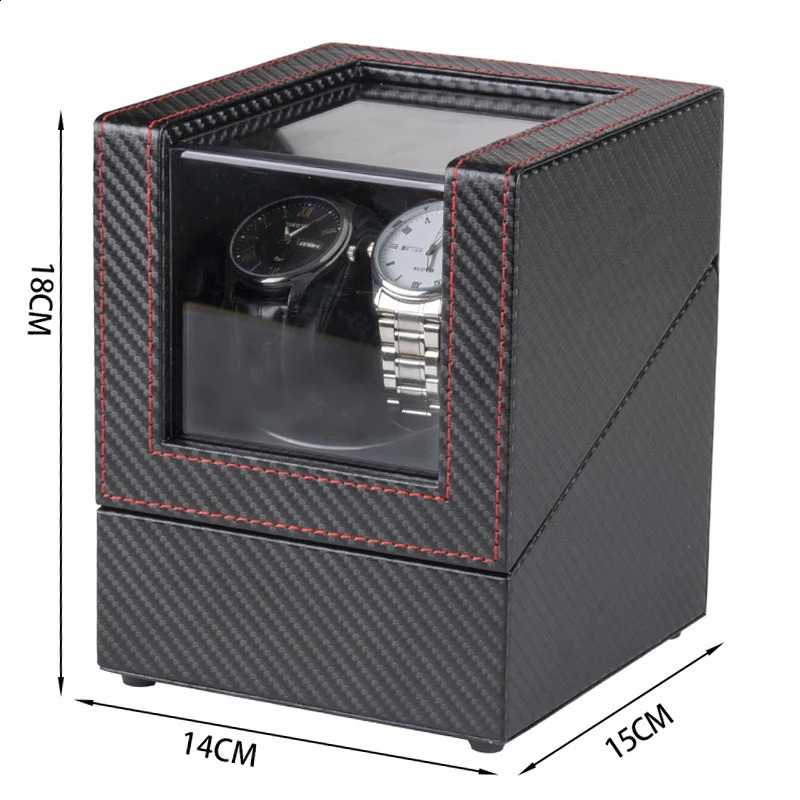 2 Slot Watch Winder Automatic Mechanical Watches Box Shaker USB Charging Carbon Fiber Storage Case 241226