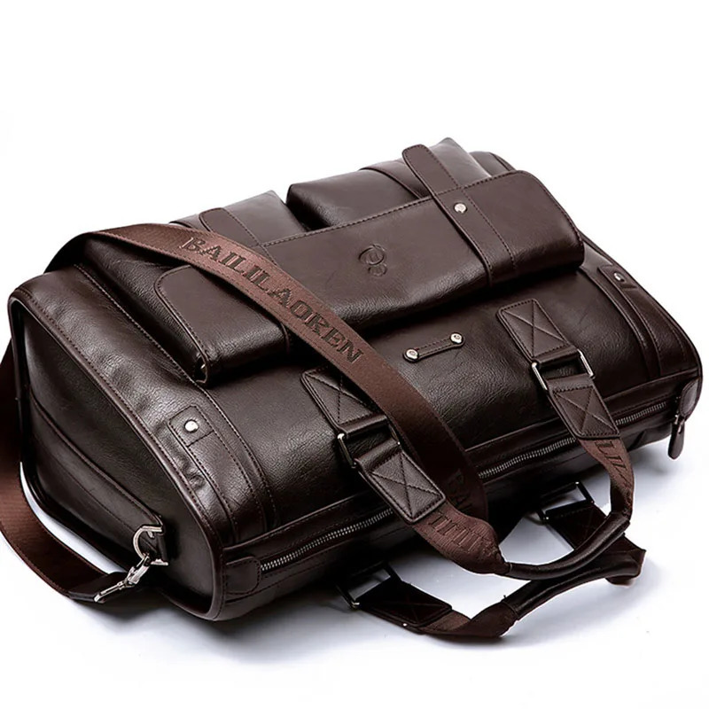 Crossten Large Capacity Leather Briefcase Business Handbag Messenger Bags Vintage Shoulder Travel Bag Mens 17 inch Laptop Bags 241225