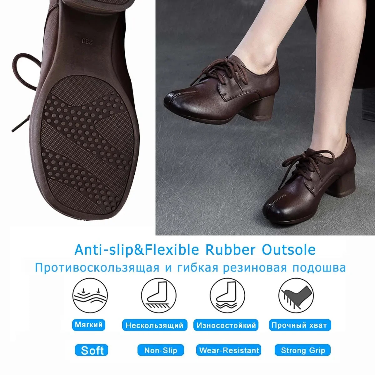 Koznoy 5cm Ethnic Platform Wedge Round Shallow Chunky Heels Ladies Lace Up Autumn Shoes Women Genuine Leather Spring 241225