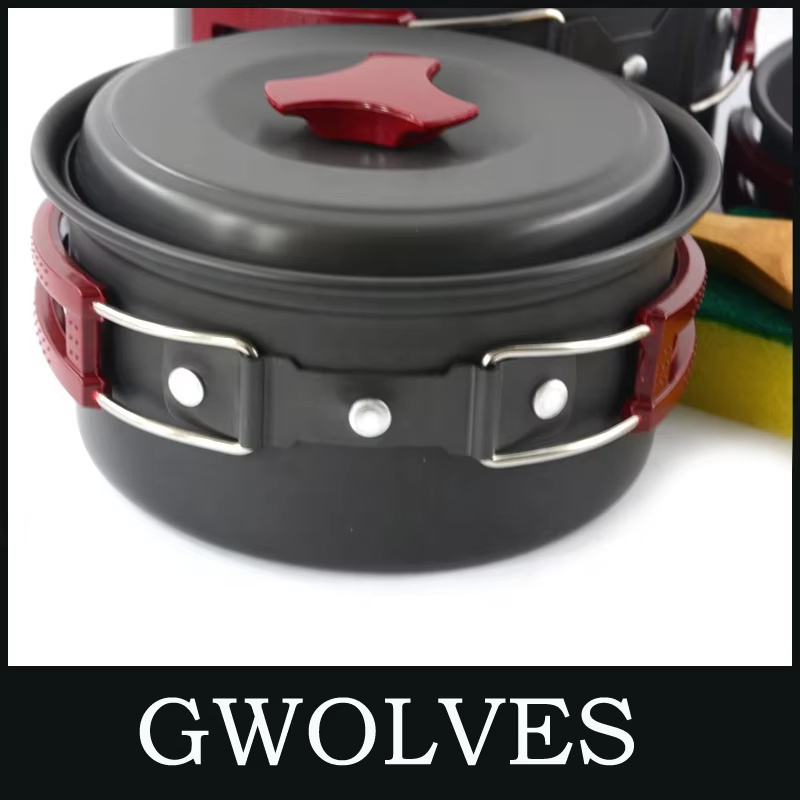 factory supply aluminum pot set outdoor cooking pot camping cookware set