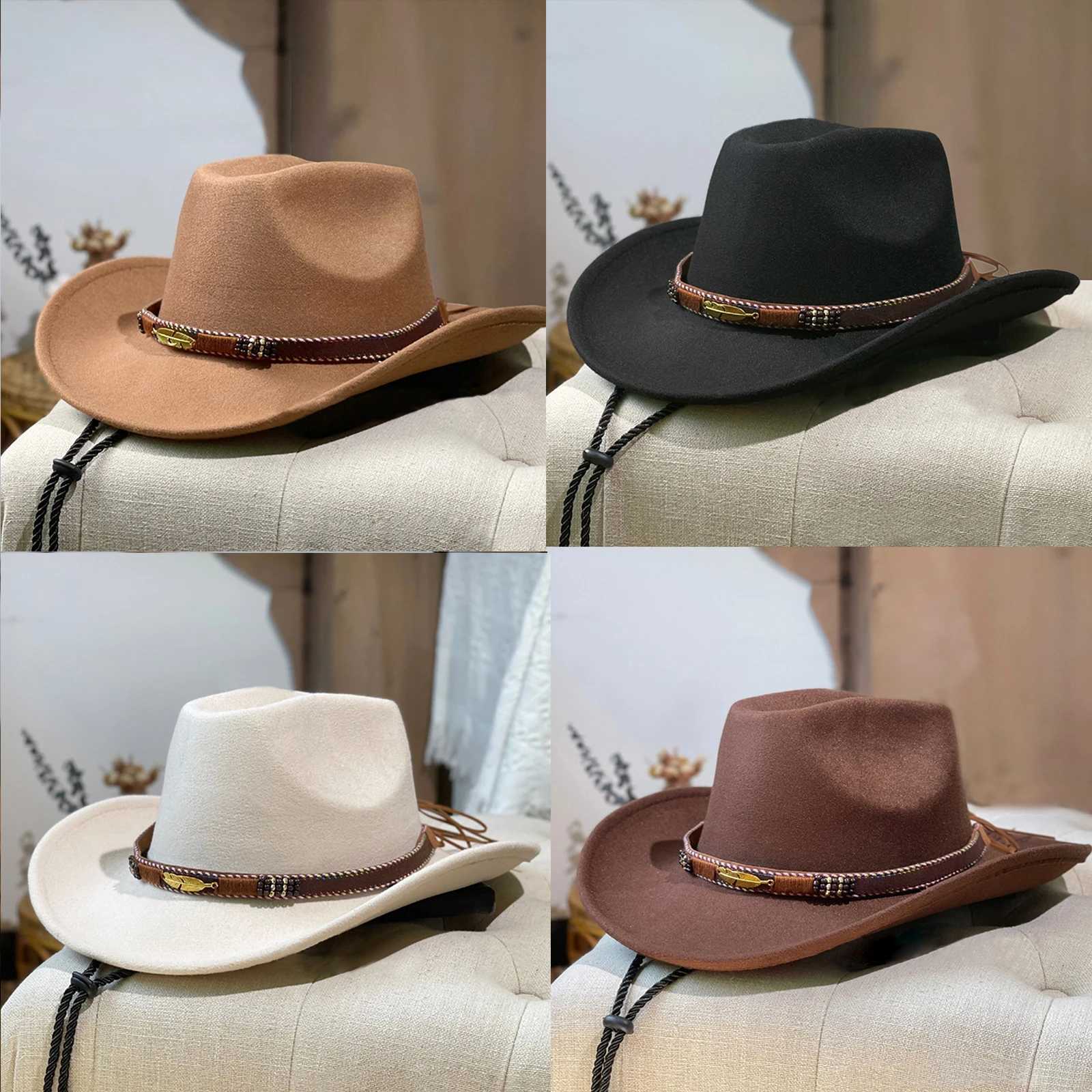 American western cowboy hat Childrens autumn and winter outdoor travel performance hat Big cone Xizang wool jazz hat W241225