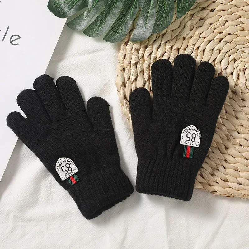 Kids Gloves Winter Full Finger Knitted Soft Children Mittens 612Y Boys Girls Thick Keep Warm Autumn Glove 241225