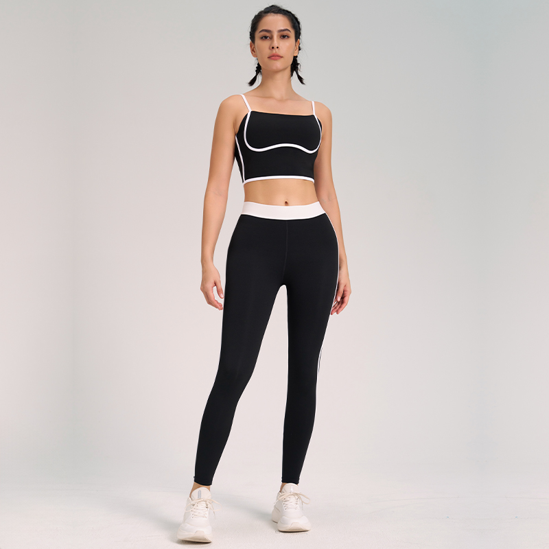 FEMME FINESS Exercise Yoga Suit Two Piece Nude Feeling Reversible Brushed Outdoor Running Fitness Sling Yoga Wear
