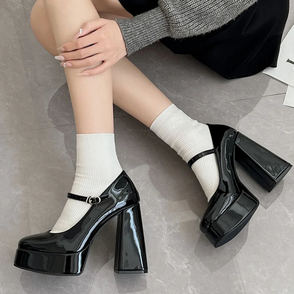 Vintage y2k Chunky High Heels Platform Pumps Summer Super Lolita Mary Janes Shoes Women Pumps Footwear 241225