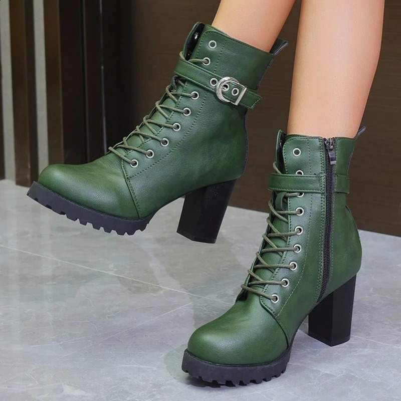 Winter Elegant Increase Sexy Womens Shoes Round Head Fashion Comfortable Casual Thick Heel Side Zipper High Heel Boots 241226