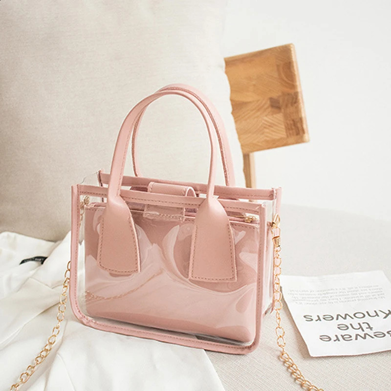 2 Pcs Summer Transparent Handbag set Women Shoulder Bag 241226