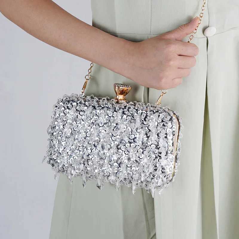 New Arrival New Womens Evening Bags Fashion Luxury Sequin Beaded Banquet Handbags Clutches Ladies Chain Small Shoulder Bag Purses T250227