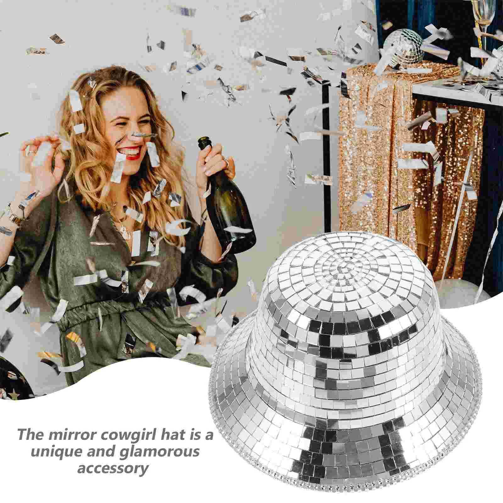 Reflective Cowboy Hat Girl Sunglasses Dance Bucket Dicob Silver Party Cowboy Girl W241225