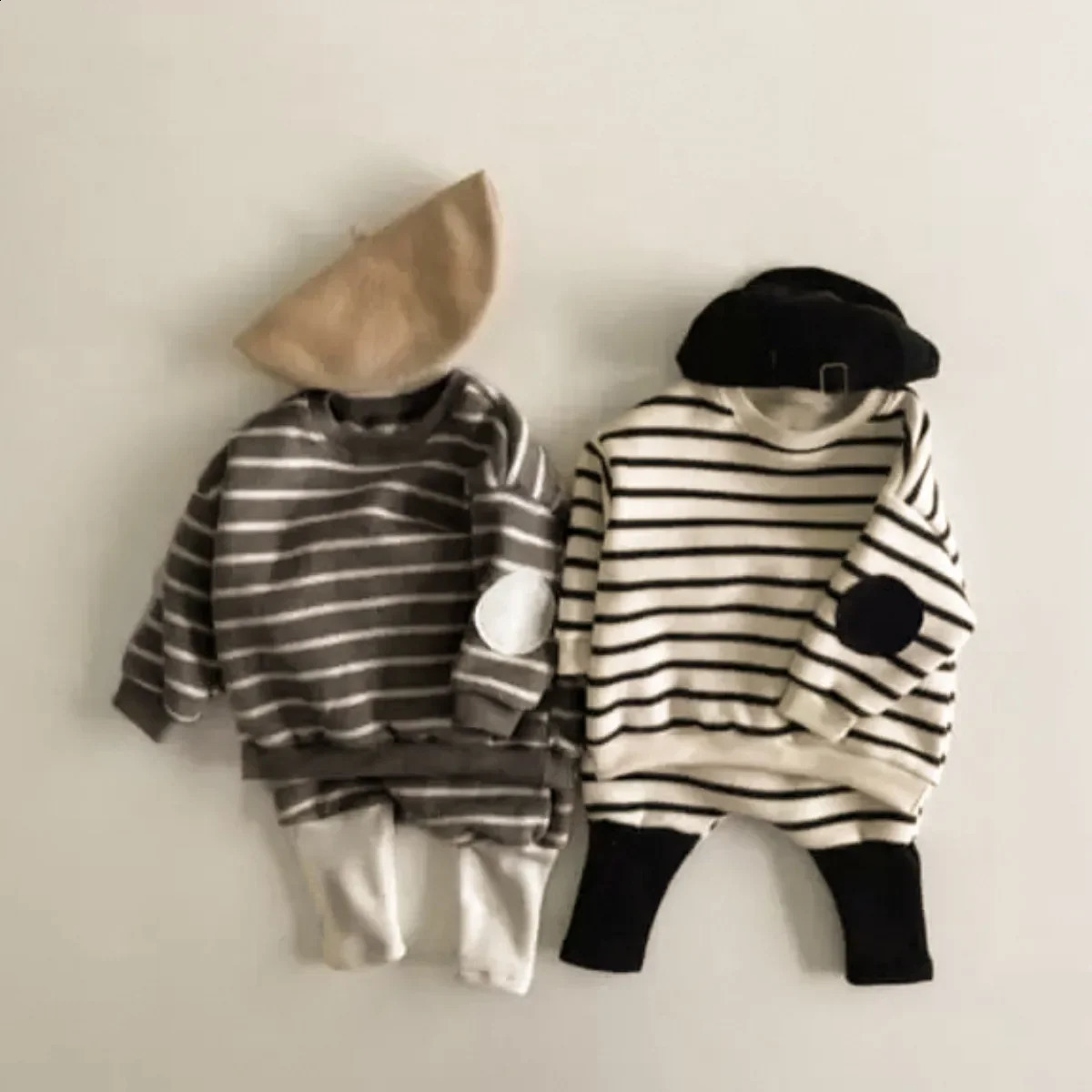 8493 Baby Clothing Set Spring Boys Suit Striped SweatershirtPant Casual 03Year Girls Two Piece 241225