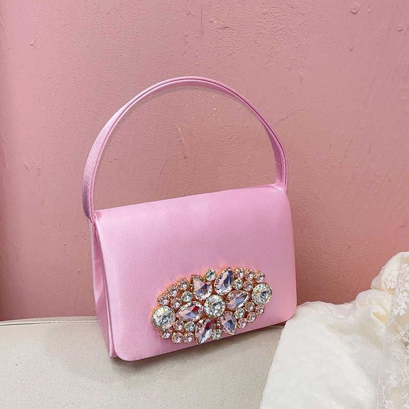 French Style Small Fragrance Socialite Evening Bag Shiny Rhinestones Handbag Small Tote Bag Luxury Hobo Bags 241226