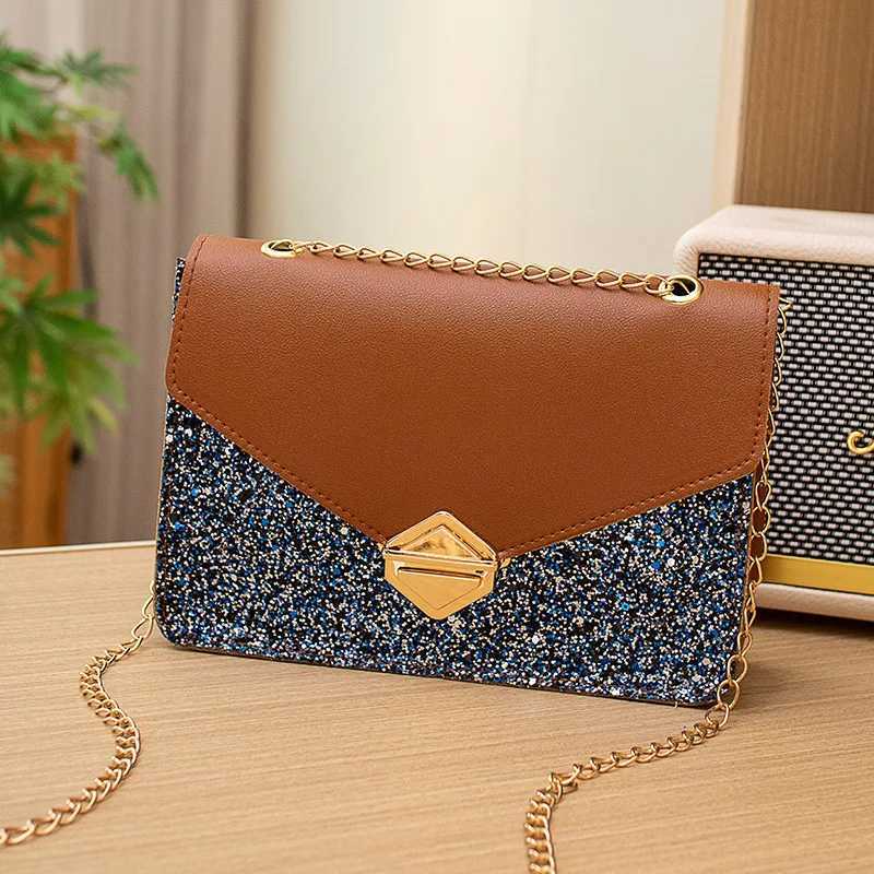 The Trendy Ladies Bags Are and Casual Sequins with Ctrasting Color Chains Lock Buckles and Crossbody Small Square BagsXJ241225