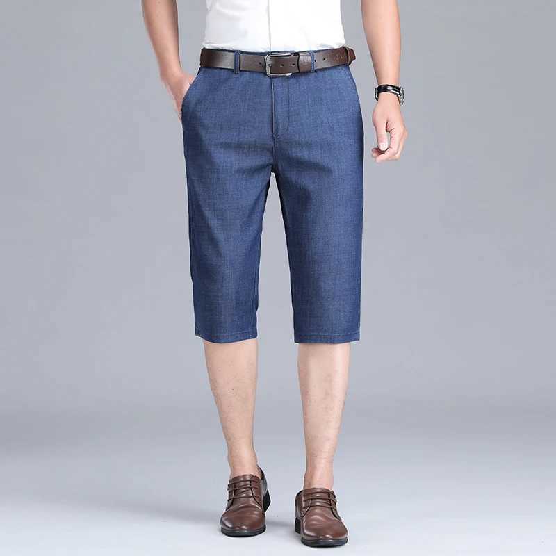 Mens ultra-thin Lyocell denim shorts summer classic fashion straight shorts business casual shorts for men W241226