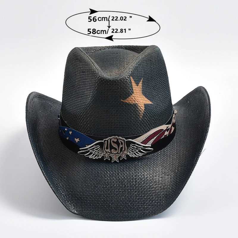 Retro Str Cowboy Hat Mens Gentleman Western Cowboy Hat Summer Beach Sun Hat Cowboy Hat Jazz Hat Sombrero Hombre W241225