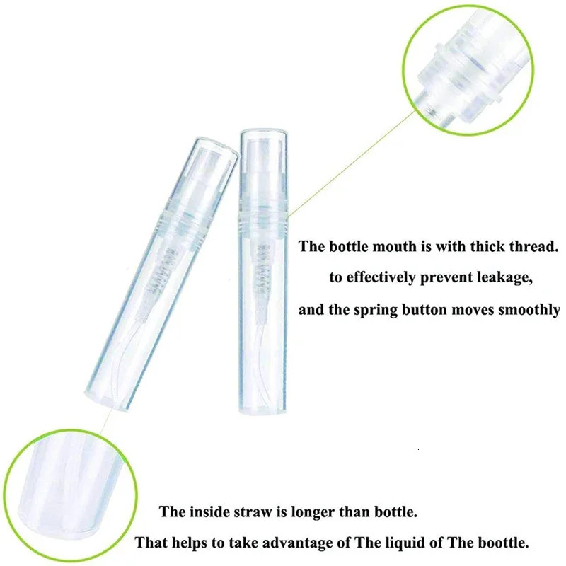 100Pcs Mini Plastic Spray Bottle 2ml 3ml 5ml 8ml 10ml Perfume Bottle Parfume Bootle Refillable Vial Empty Cosmetic Container 241225