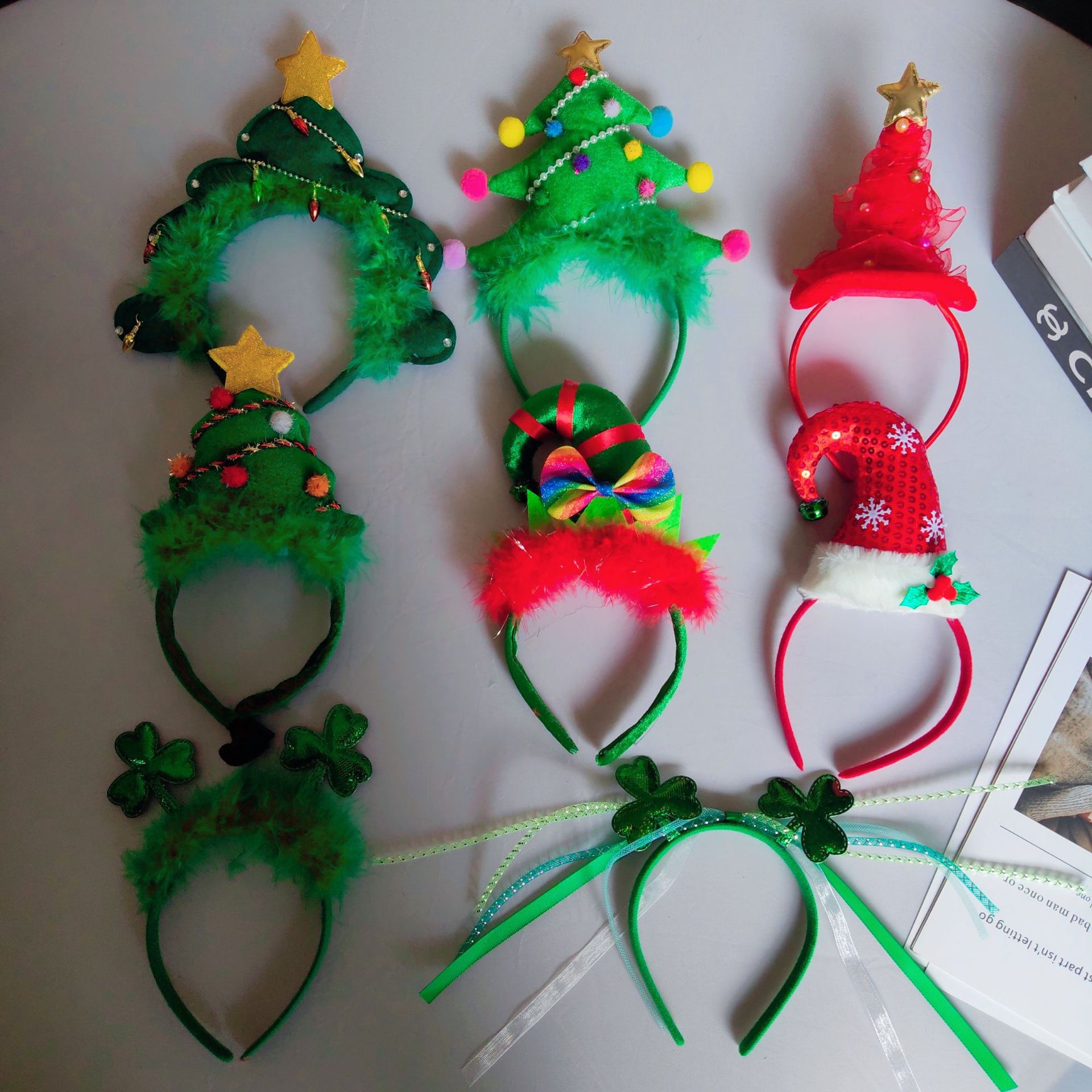 Festive Christmas Tree Eccentric Headpiece for Celebratory Events and Photo Sessions