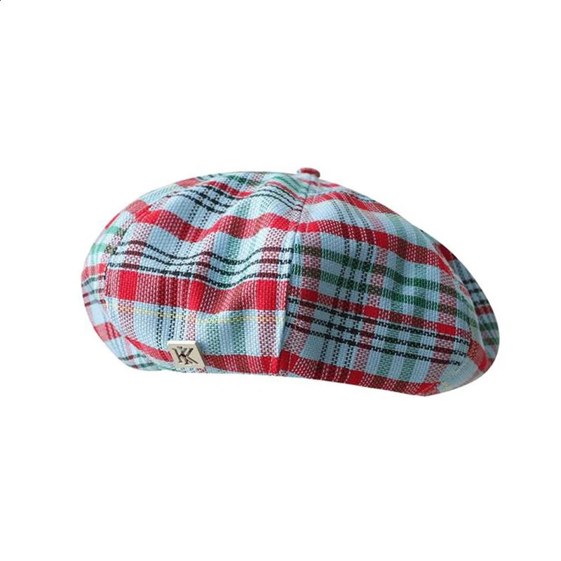 Ladies Fashion Plaid Large Head Big Cloud Beret Pumpkin Checkered Adjustable Painter Hat 241226