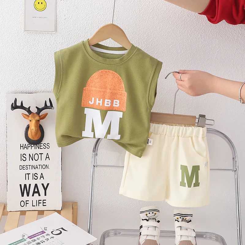 Clothing Sets Infant Baby Boys Clothes Sets Children Summer Girl Boy Sleeveless Vest Shorts Suit Child Clothing Fashion Outfits Kids CostumeY24122505J