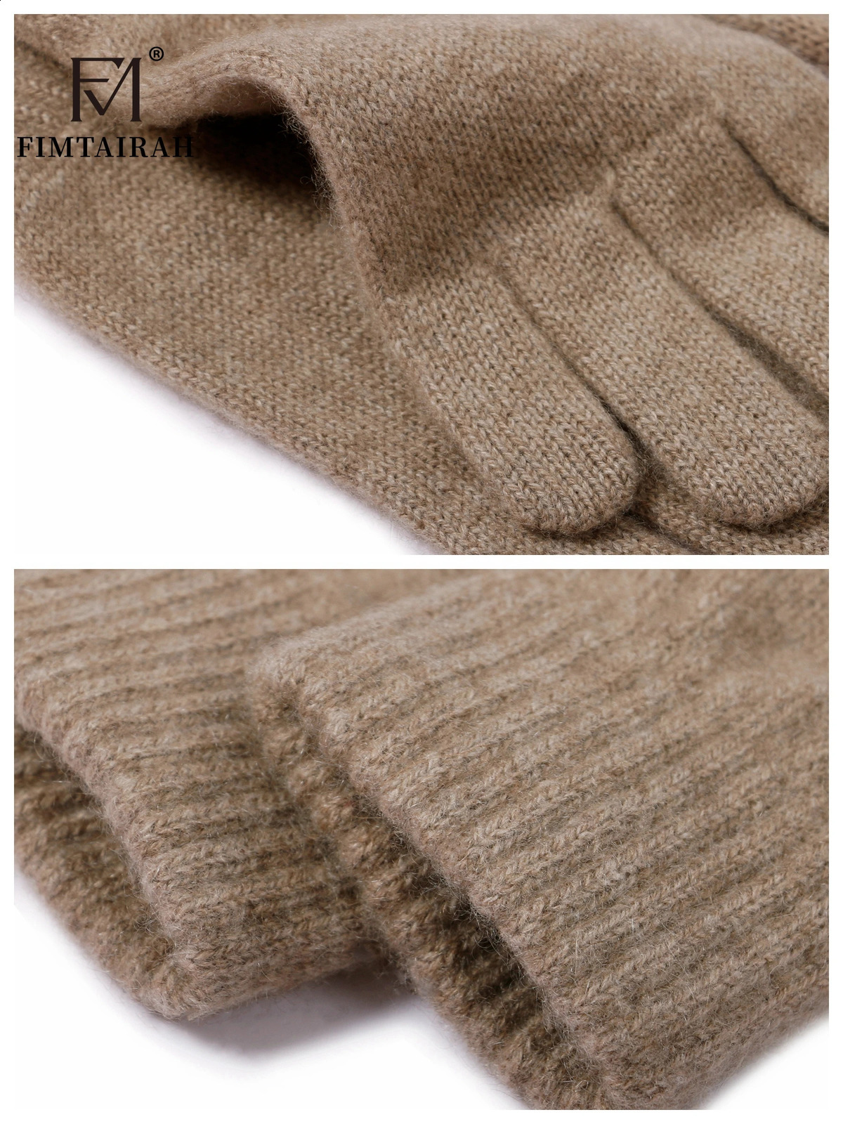 Inner Mongolia cashmere gloves for men and women autumn and winter warm and cold double strand knitted wool solid 241226