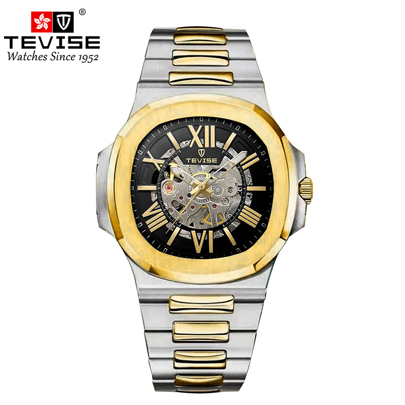 TEVISE Classic Automatic Mechanical Watch for Men, Nautilus Hollow Men's Business Watch, Waterproof and Luminous t005
