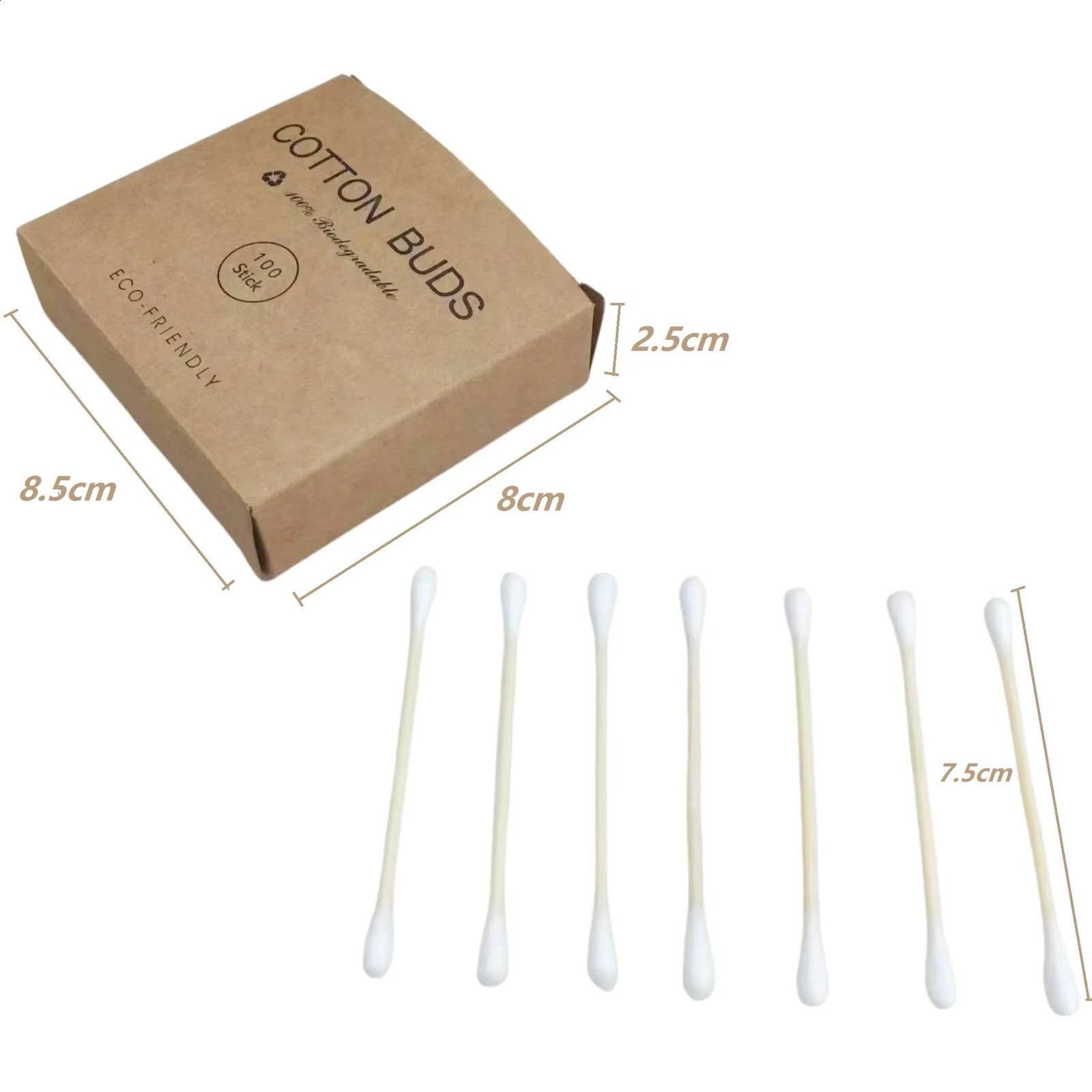 100 Pcs Eco Friendly Bamboo Cotton Ear Cleaning Bud Sticks Plastic Free Cotton Swabs 241226