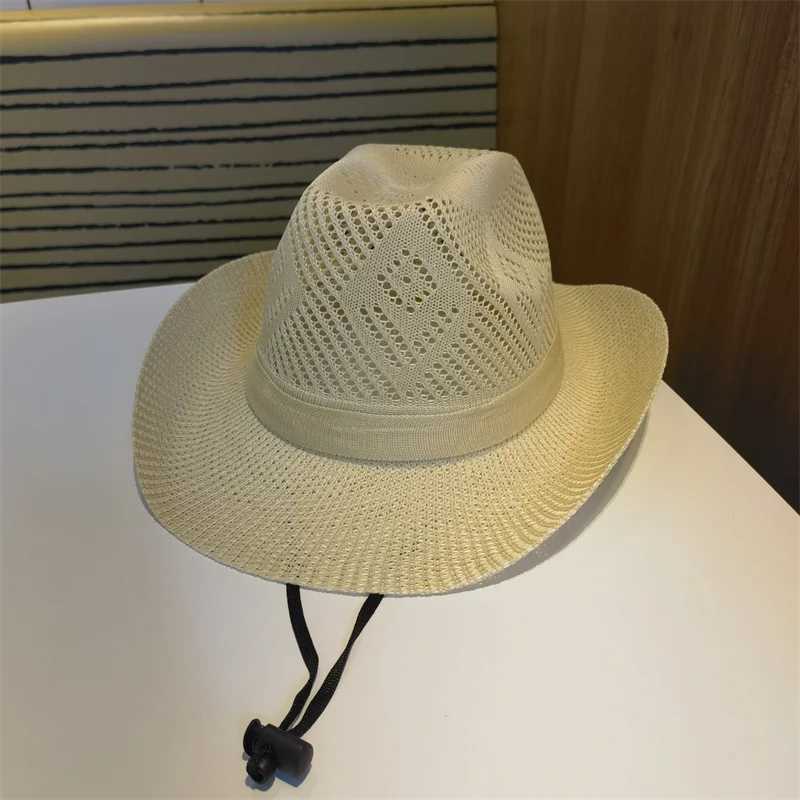 Cowboy Hat Mens Summer Hat Fedoras Western Cowboy Hat Windproof Panama Jazz Beach Hat Retro Gorilla Para Mujer W241225