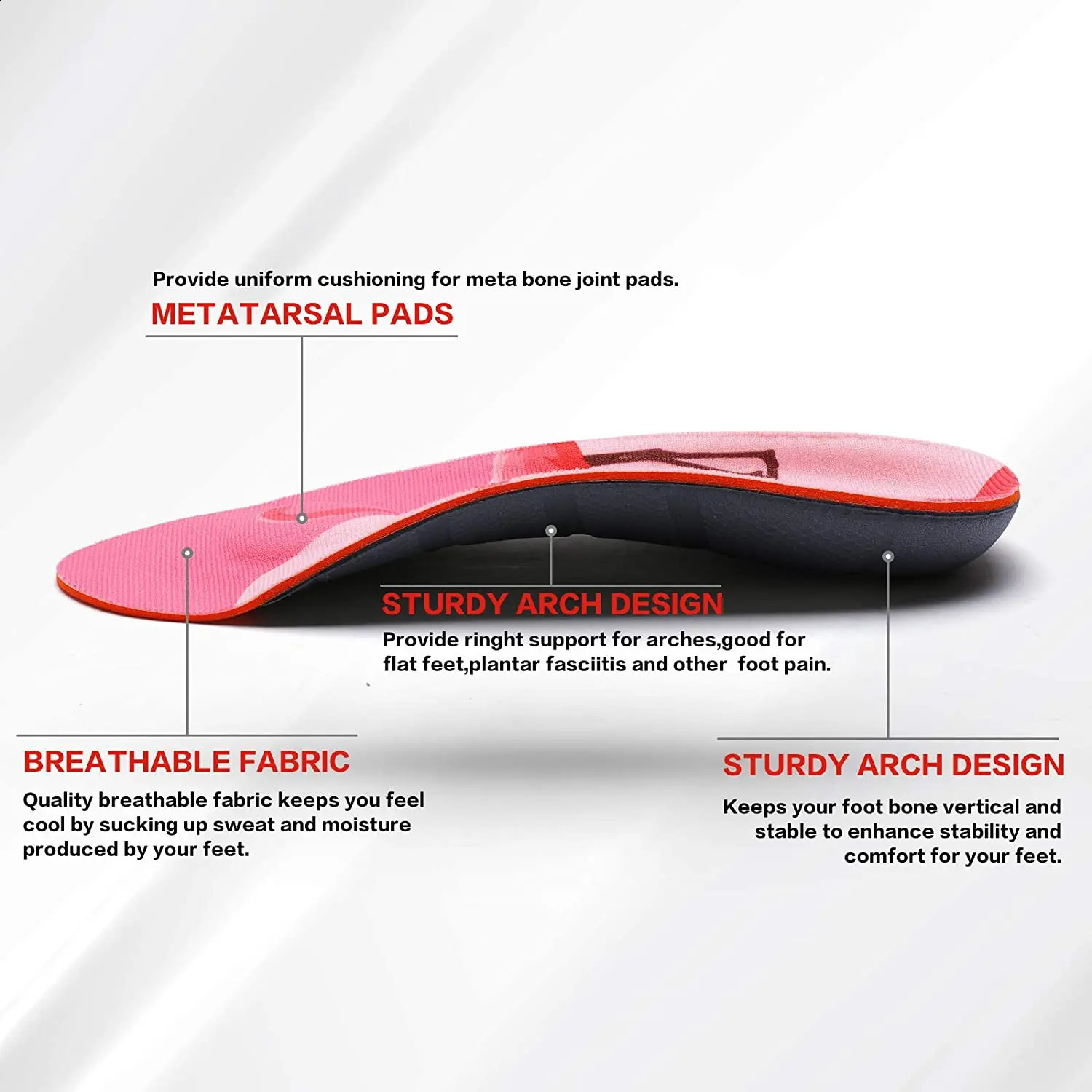 3/4 Arch Support Insoles Comfortable Ortics Insert Suitable for Heel PainFlat Feetlantar FasciitisArch or Foot Fatigue 241226