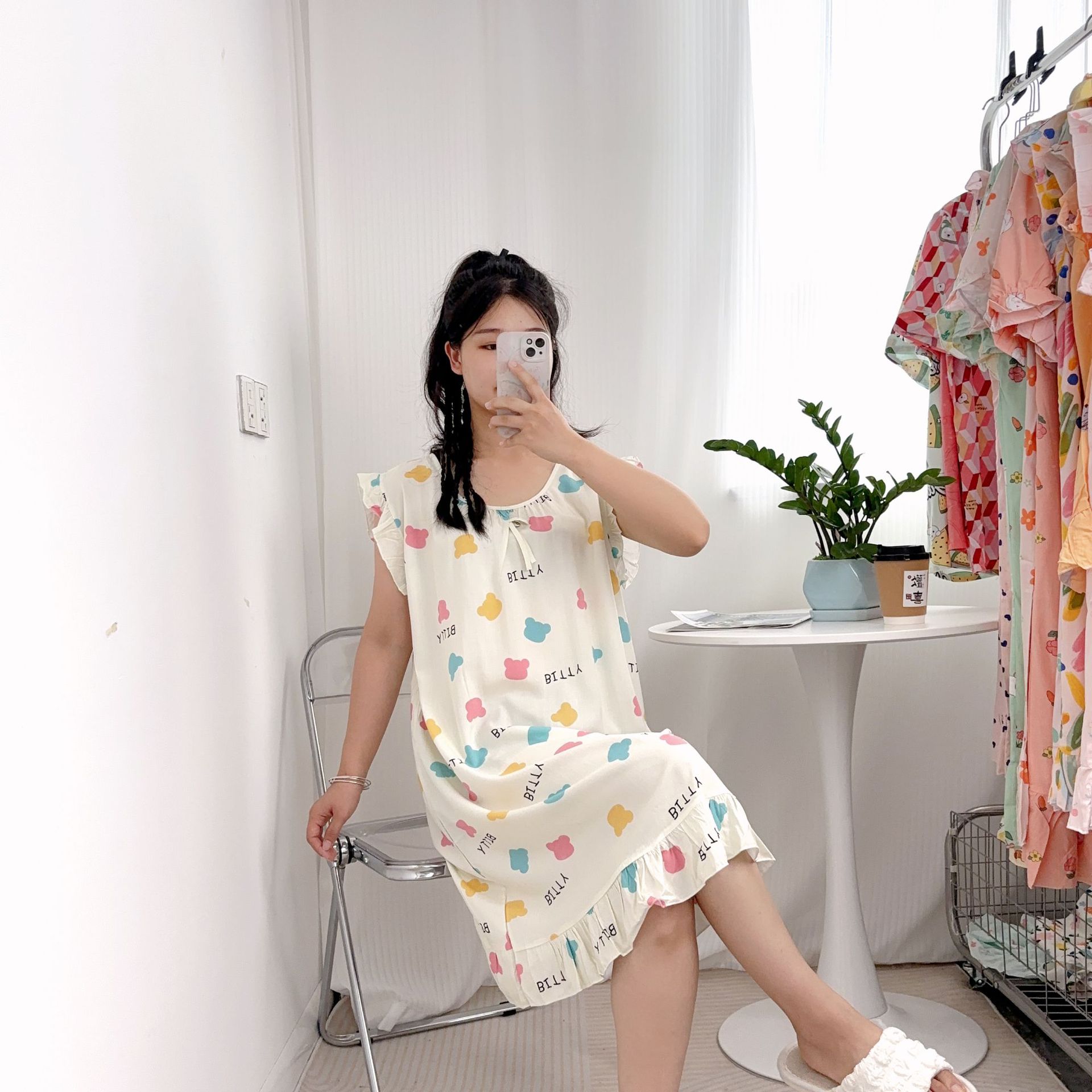 B619-Autumn and winter Korean women's sweet cotton zodiac red festive V-neck lace outerwear home clothes set pajamas