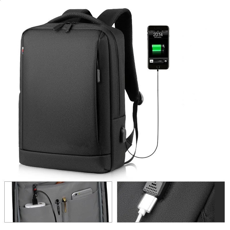 Mens 14 inch Laptop Backpacks Oxford School Bag Fashion Travel Male Mochilas Feminina Casual Women Schoolbag USB Charging 241226