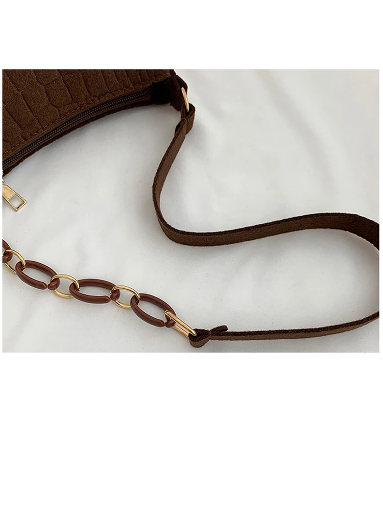 Wool Fiber Small Square New Korean Style Fashion Stone Pattern Shoulder Creative Bag For Women