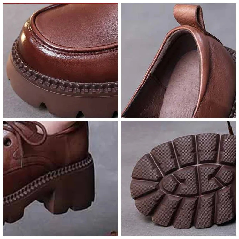 Koznoy 6cm Cow Genuine Leather Fashion Round Spring Mary Jane Ladies ROME Platform Wedge Autumn Shoes Women Fashion 241225