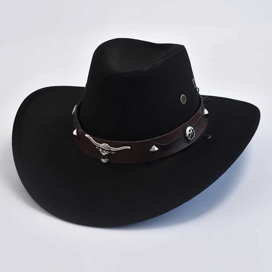 Retro large brimmed western cowboy hat suitable for men women faux suede gentleman cowboy hat holiday party role-playing hat W241225